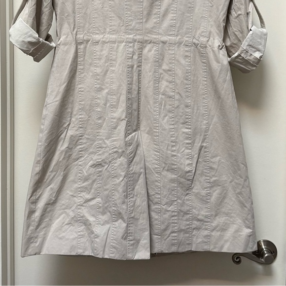 Calvin Klein Light Gray Coat Small Cinch Tie Waist Rolled Sleeves Zippered Front - Picture 8 of 13